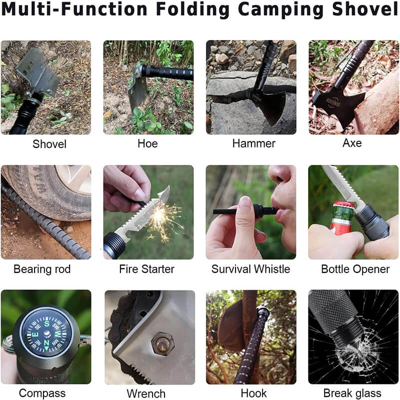 25 - in - 1 Survival Multi - Tool Shovel Kit for Outdoor Adventures - Lexians