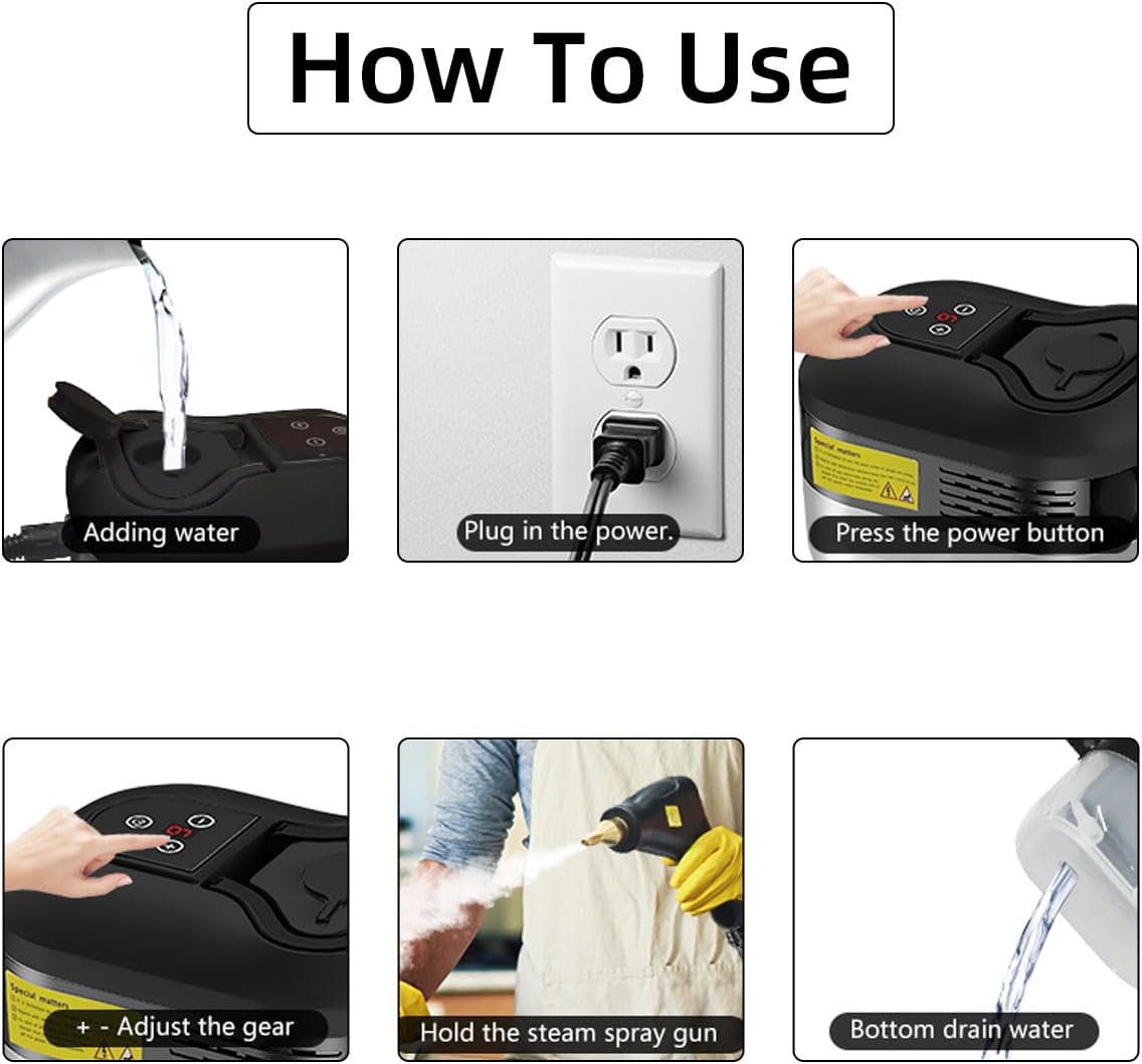 2500W High Pressure Steam Cleaner with 4 Nozzles - Lexians