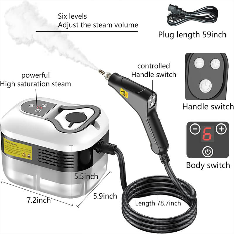 2500W High Pressure Steam Cleaner with 4 Nozzles - Lexians