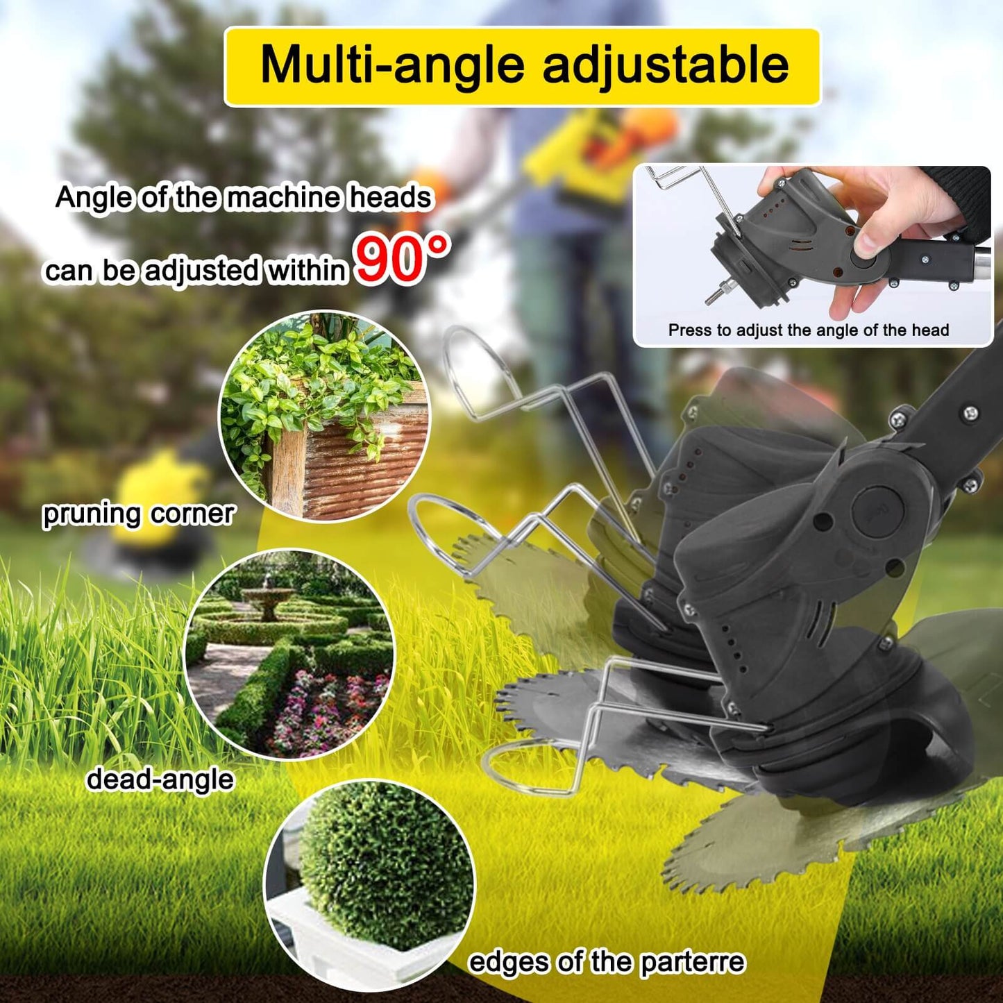 3 in 1 Cordless Grass Trimmer with Retractable Height - Lexians