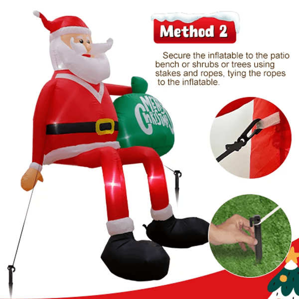 8FT LED Climbing Santa Inflatable for Outdoor Christmas - Lexians