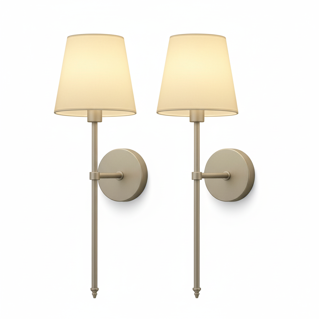 Set of 2 Wireless Fabric Wall Lights - Adjustable & Portable