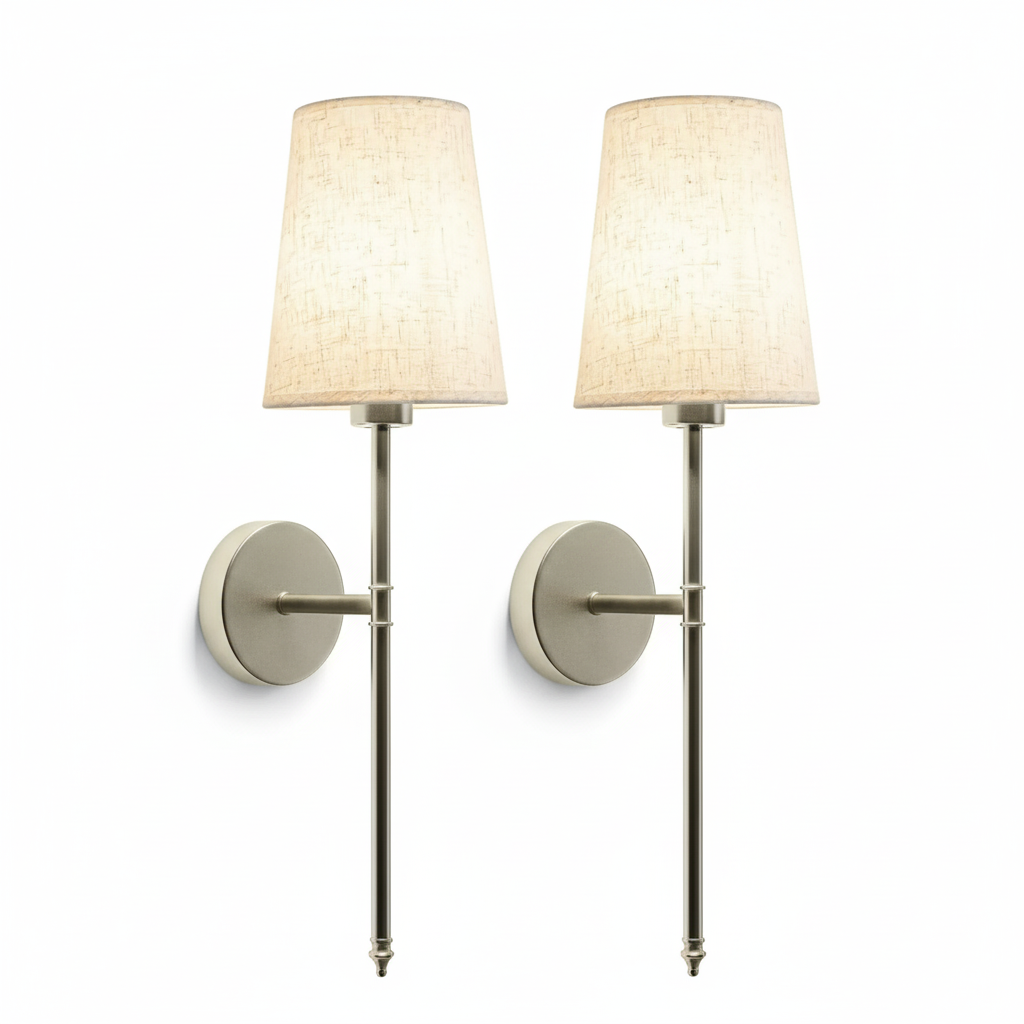 Wireless Fabric Wall Light Set with Adjustable Warm Lighting