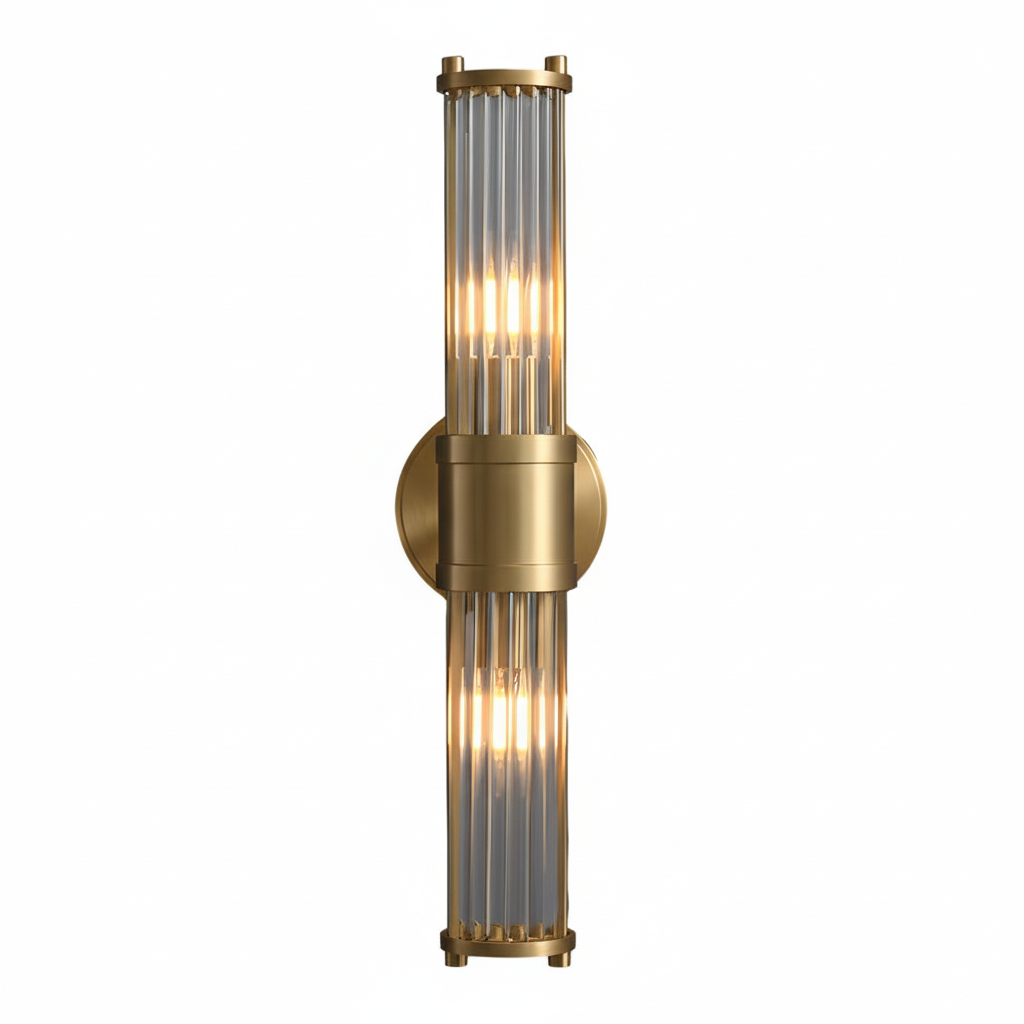 Elegant Gold or Chrome Cylindrical Glass Wall Light