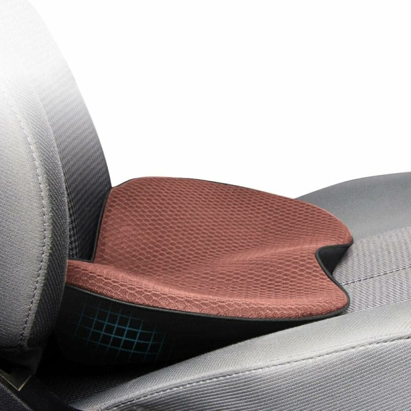 "Comfortable car seat cushion for short drivers, memory foam, 3.5 inches thick, raises height, ergonomic, breathable fabric"