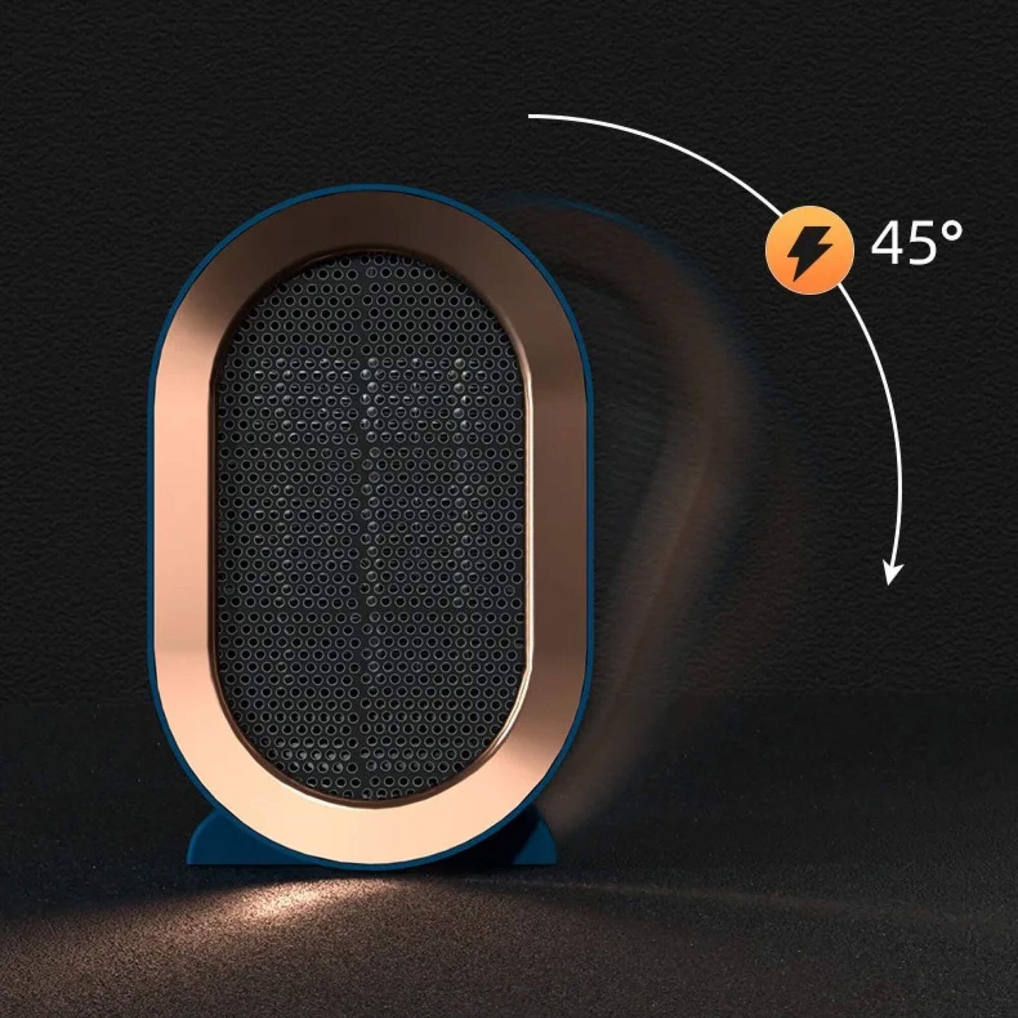 "Compact portable electric heater with energy-efficient ceramic element, ideal for heating small spaces, shown in stylish des