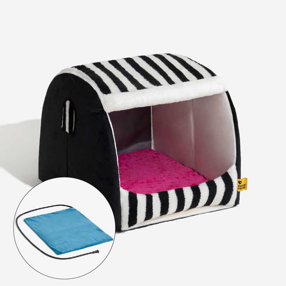 Cozy Orthopedic Striped Dog Bed - Plush Hideaway for Pets - Lexians
