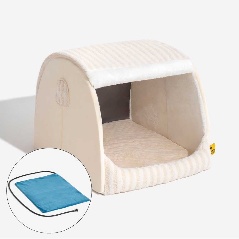 Cozy Orthopedic Striped Dog Bed - Plush Hideaway for Pets - Lexians