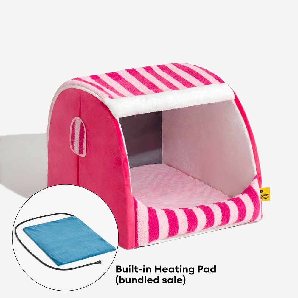 Cozy Orthopedic Striped Dog Bed - Plush Hideaway for Pets - Lexians