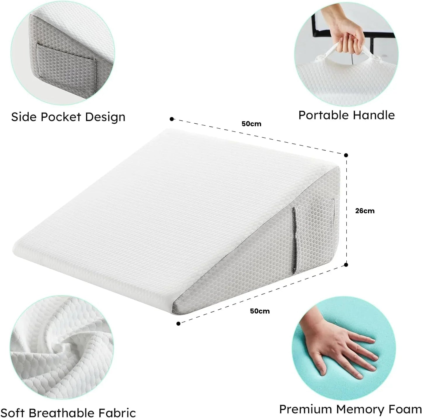 Deluxe Memory Foam Wedge Pillow for Enhanced Comfort - Lexians