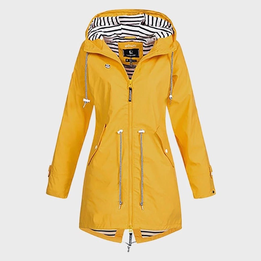 Elegant Long Waterproof Rain Jacket for Women with Hood - Lexians