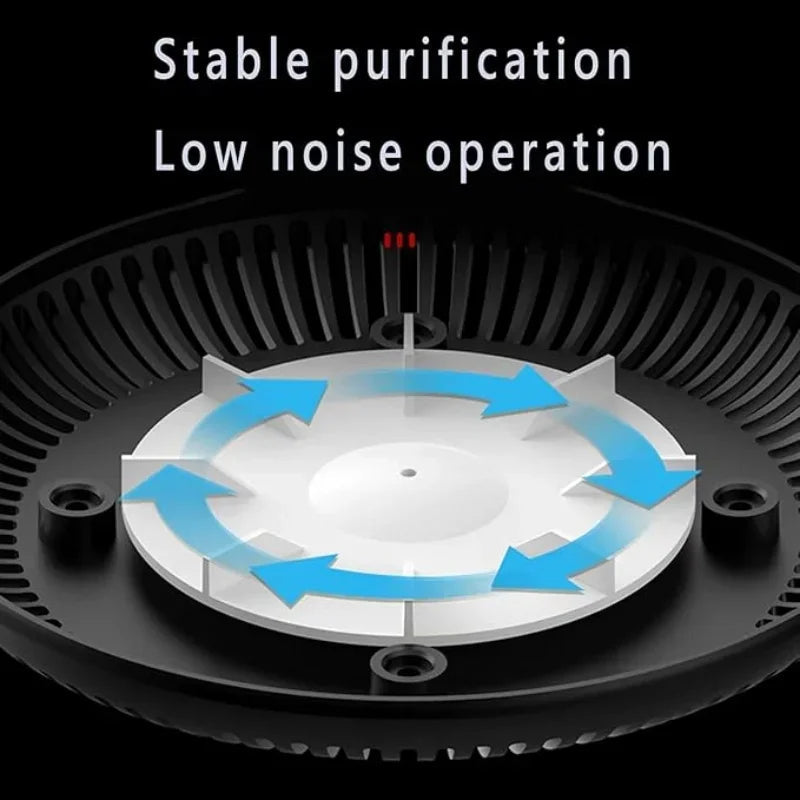 "Gray portable smokeless ashtray with air purifier for home and car use, featuring a sleek design and cigarette slots."