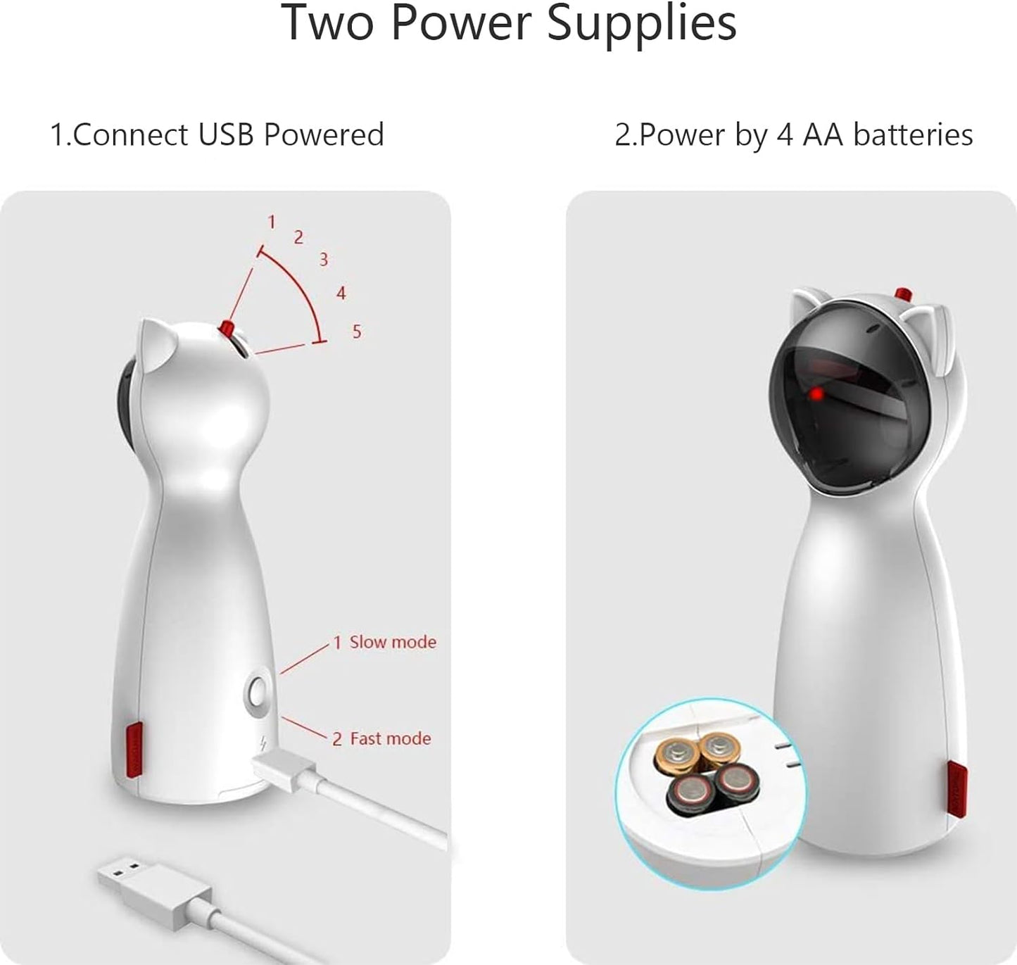 "Interactive Automatic Cat Laser Toy, white, dome shape with adjustable laser, ideal for engaging cats' hunting instincts."