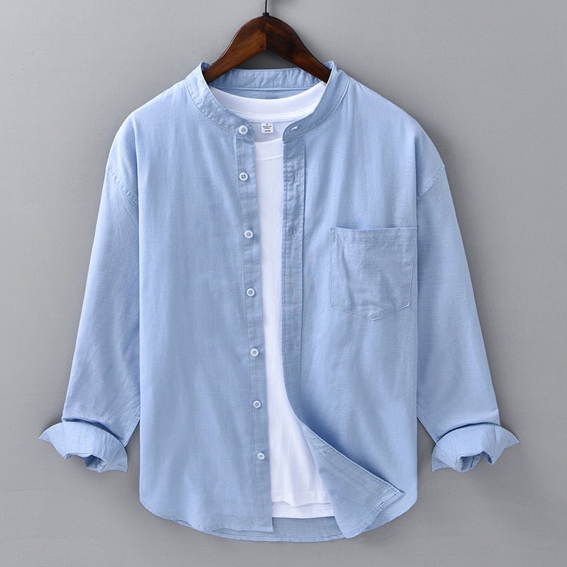 Men's Casual Linen Shirt with Chest Pocket - Lexians