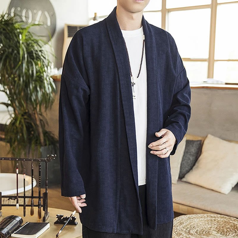 Men's Casual Mid - Length Cotton Linen Coat - Lexians