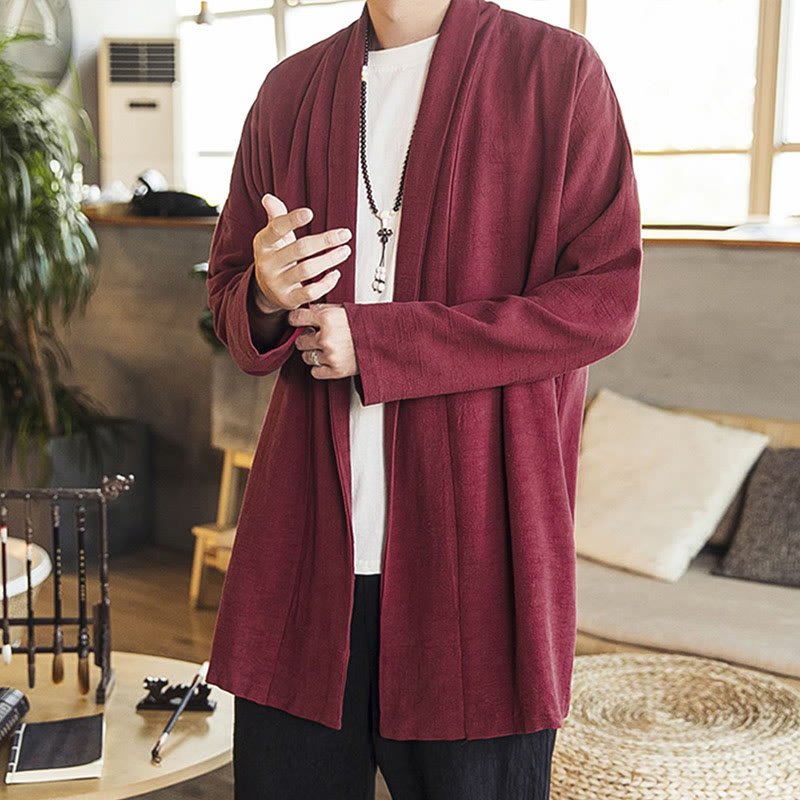 Men's Casual Mid - Length Cotton Linen Coat - Lexians