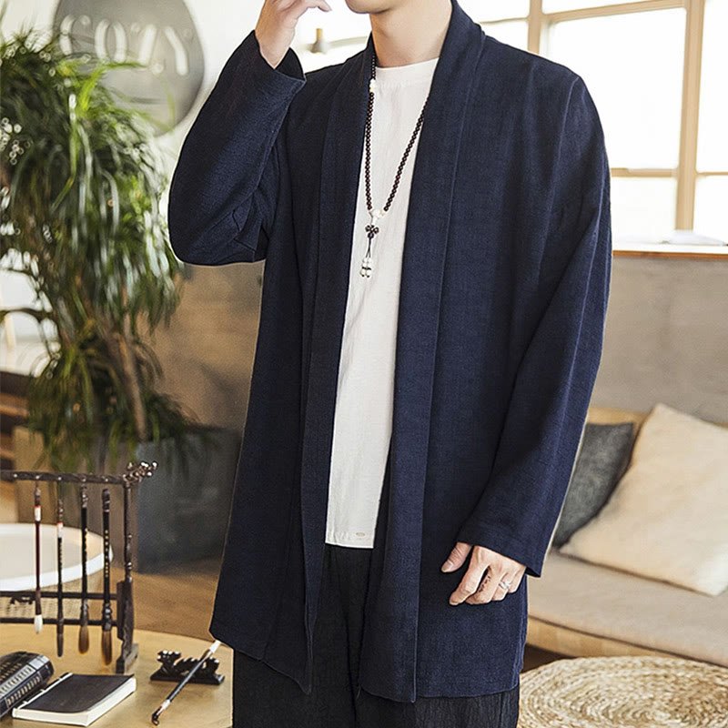 Men's Casual Mid - Length Cotton Linen Coat - Lexians