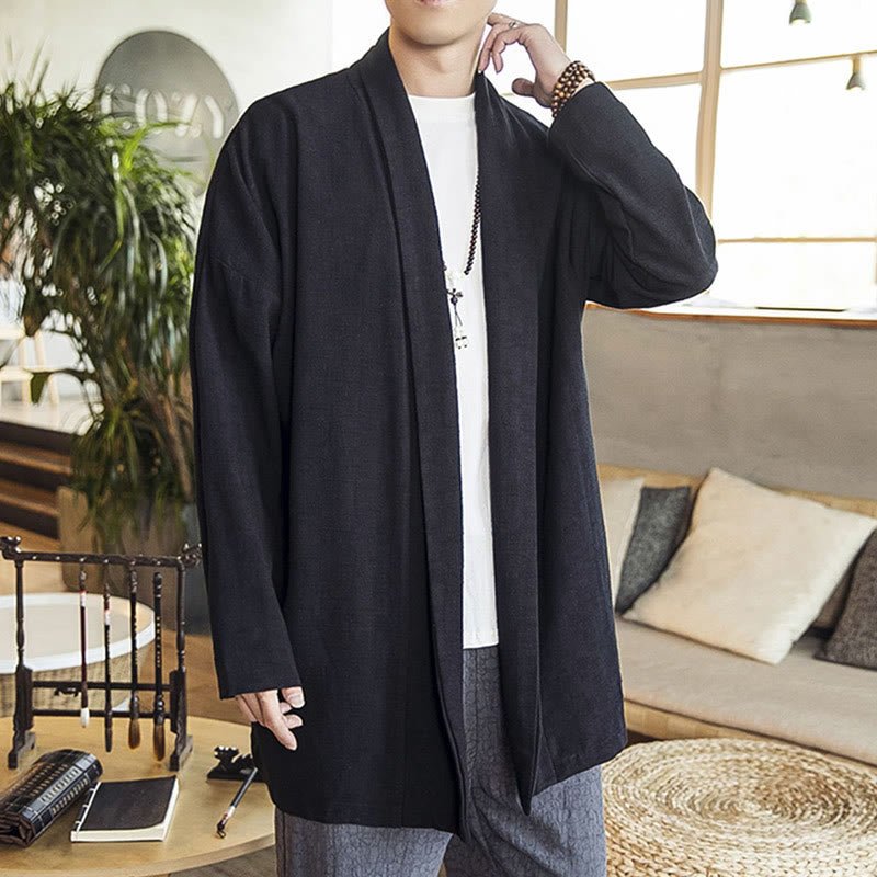 Men's Casual Mid - Length Cotton Linen Coat - Lexians