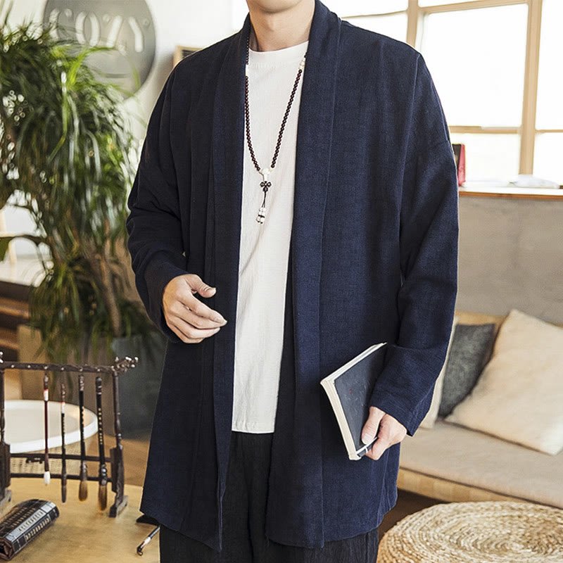 Men's Casual Mid - Length Cotton Linen Coat - Lexians