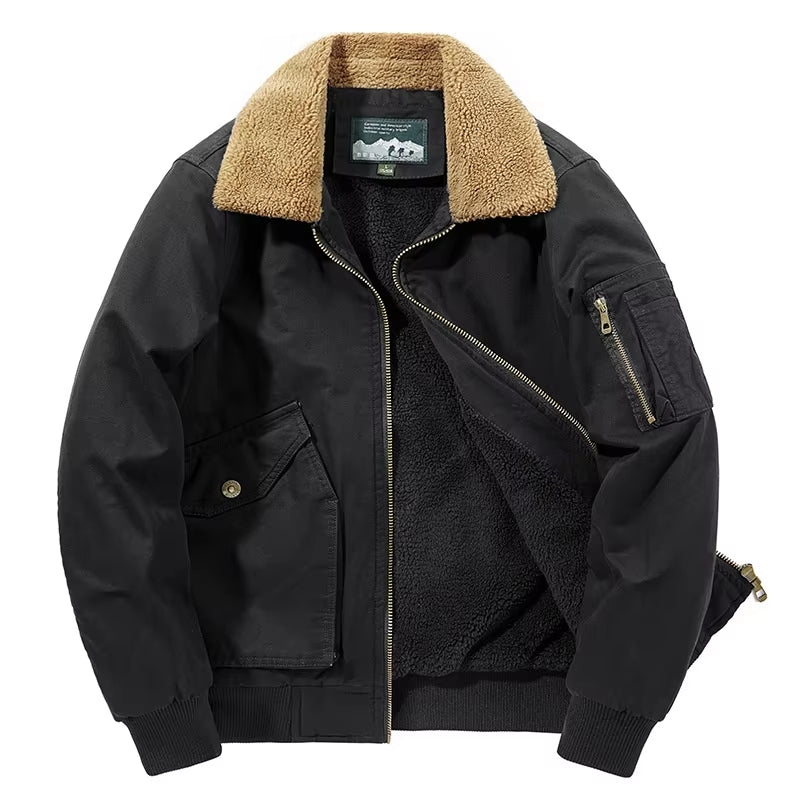 Men's Sherpa - Lined Bomber Jacket - Military Style - Lexians