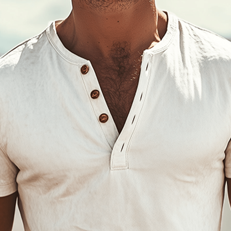 Men's Vintage Suede Henley Short Sleeve Tee - Lexians