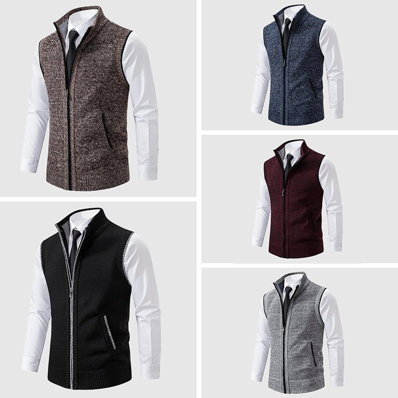 Men's Zip - Up Wool Blend Sweater Vest - Lexians