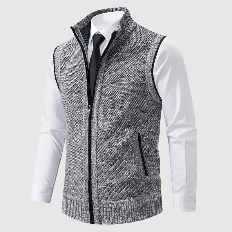Men's Zip - Up Wool Blend Sweater Vest - Lexians