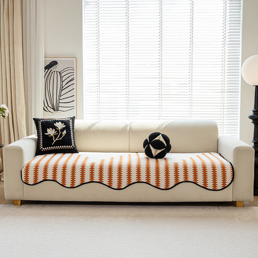 Modern Chenille Couch Cover with Chevron Stripes for Home - Lexians