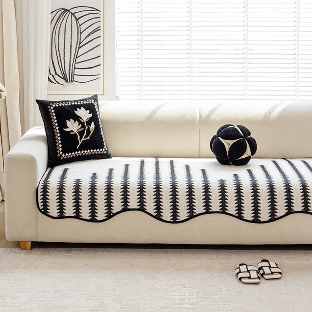 Modern Chenille Couch Cover with Chevron Stripes for Home - Lexians