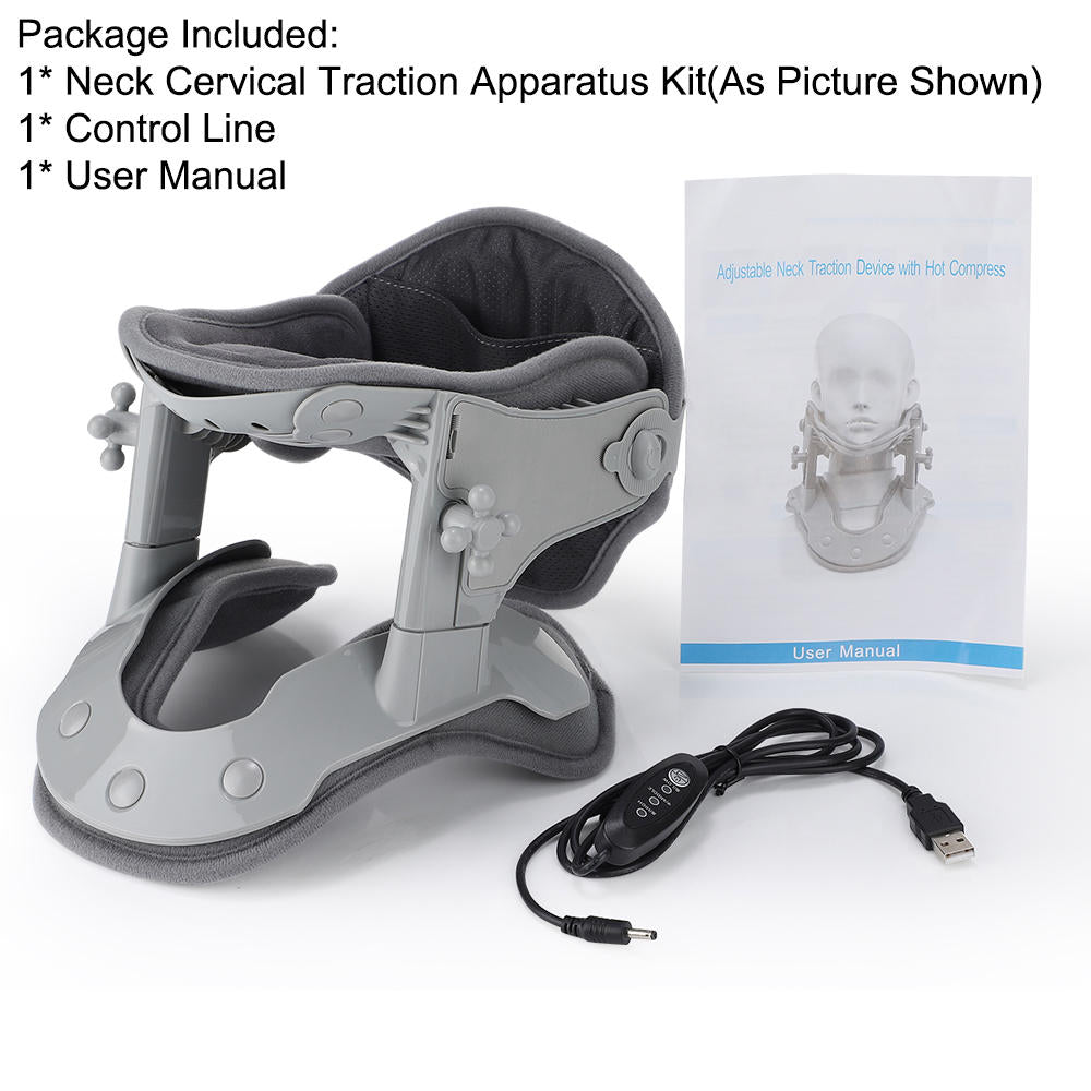 Neck Stretcher Traction Device with heat, adjustable heights; ergonomic design, precision pressure points for neck pain relie