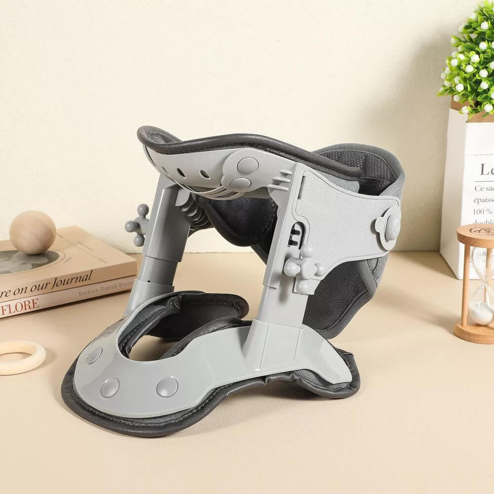 Neck Stretcher Traction Device with heat, adjustable heights; ergonomic design, precision pressure points for neck pain relie