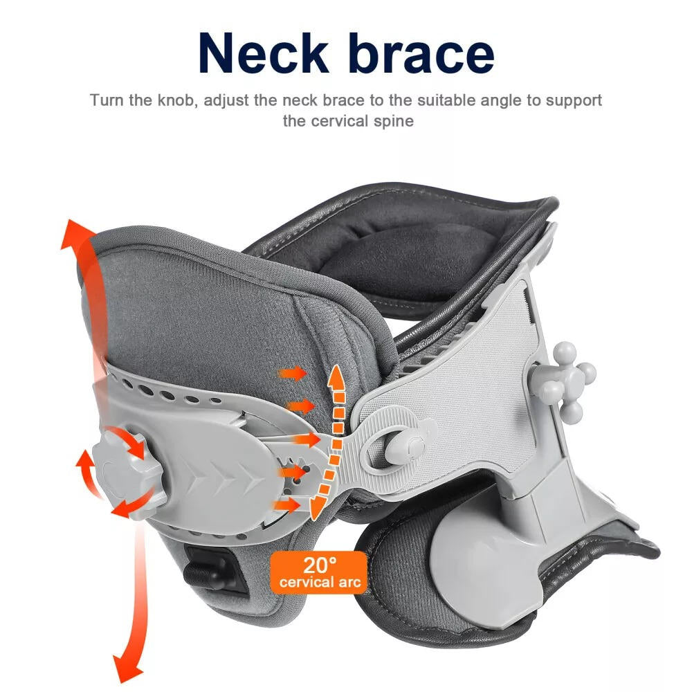 Neck Stretcher Traction Device with heat, adjustable heights; ergonomic design, precision pressure points for neck pain relie