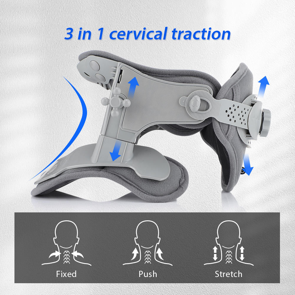 Neck Stretcher Traction Device with heat, adjustable heights; ergonomic design, precision pressure points for neck pain relie