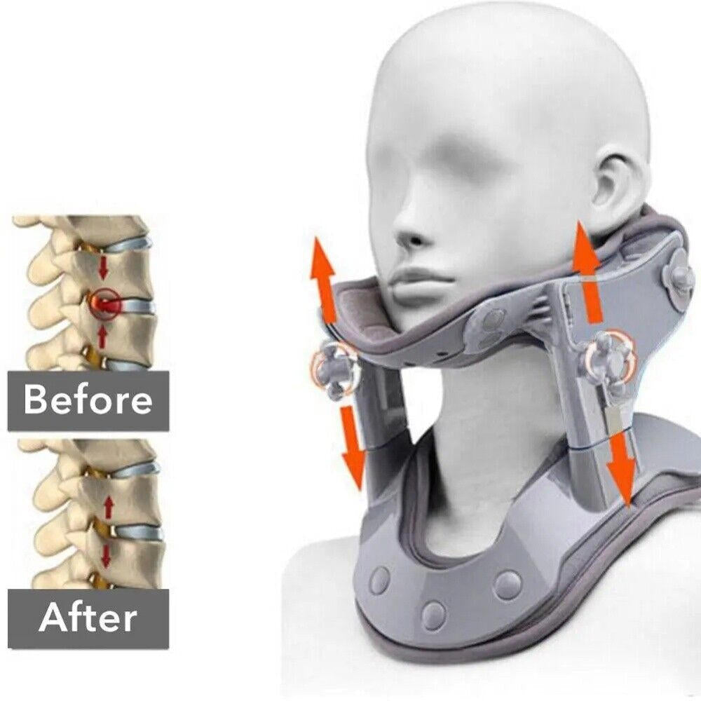 Neck Stretcher Traction Device with heat, adjustable heights; ergonomic design, precision pressure points for neck pain relie