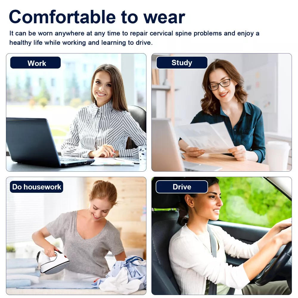Neck Stretcher Traction Device with heat, adjustable heights; ergonomic design, precision pressure points for neck pain relie