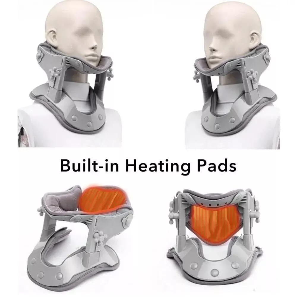 Neck Stretcher Traction Device with heat, adjustable heights; ergonomic design, precision pressure points for neck pain relie
