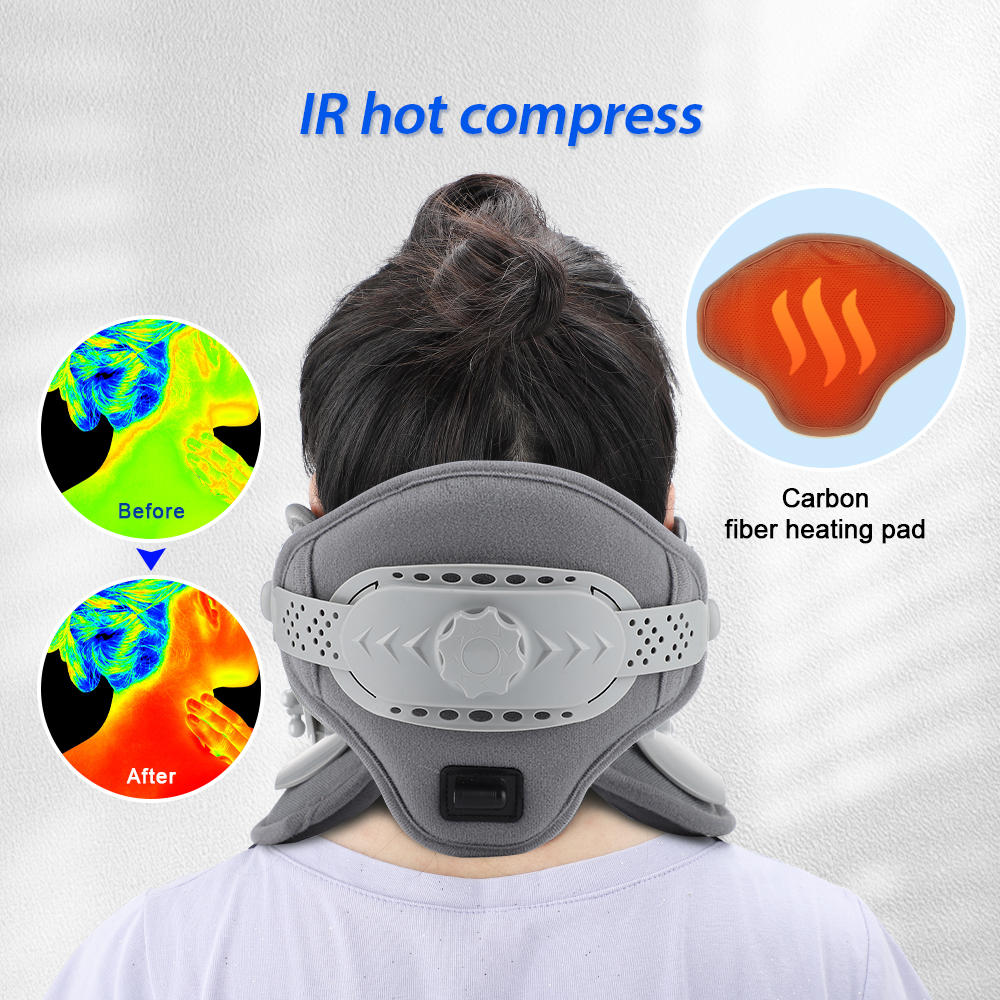 Neck Stretcher Traction Device with heat, adjustable heights; ergonomic design, precision pressure points for neck pain relie