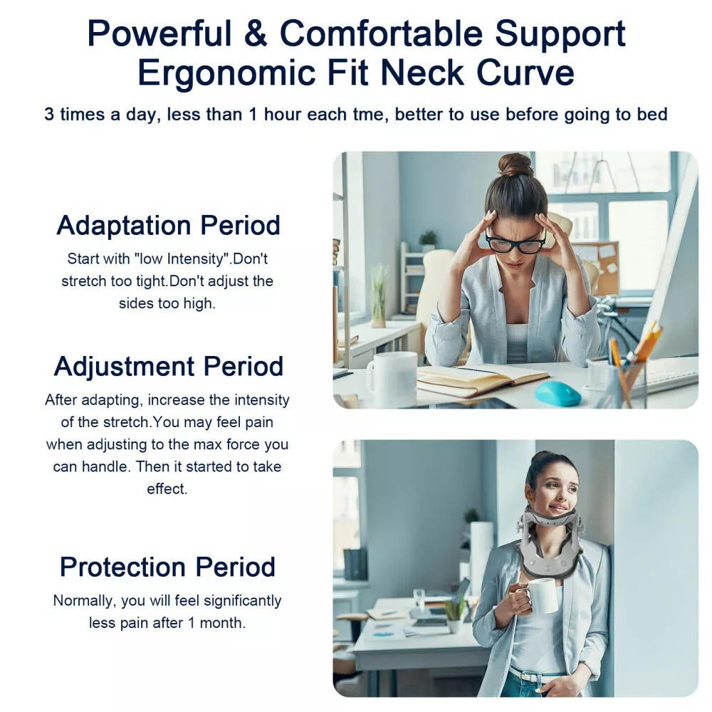 Neck Stretcher Traction Device with heat, adjustable heights; ergonomic design, precision pressure points for neck pain relie
