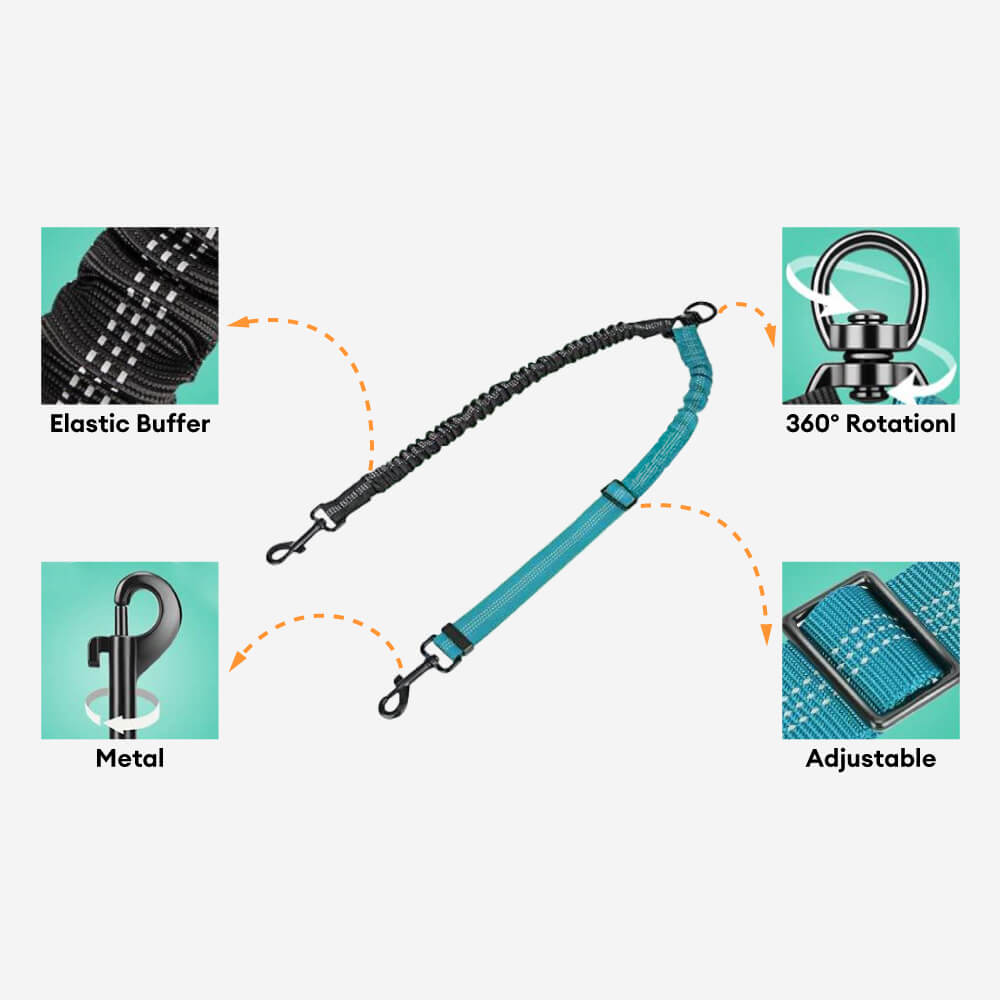 No - Tangle Shock Absorbing Double Lead Dog Leash - Lexians