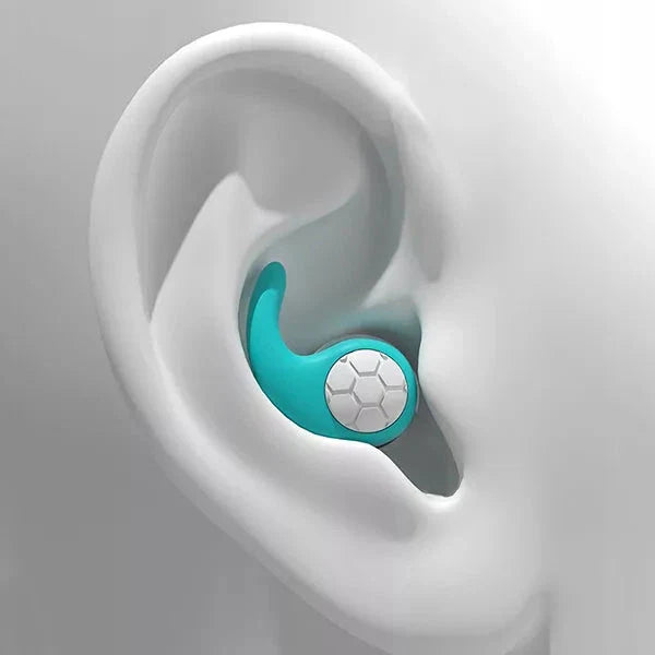 "Noise Cancelling Silicone Earplugs, reusable, colorful set, soft silicone material, tech gadgets, comfort fit, serene use."