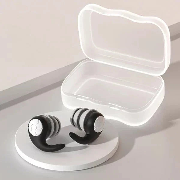 "Noise Cancelling Silicone Earplugs, reusable, colorful set, soft silicone material, tech gadgets, comfort fit, serene use."
