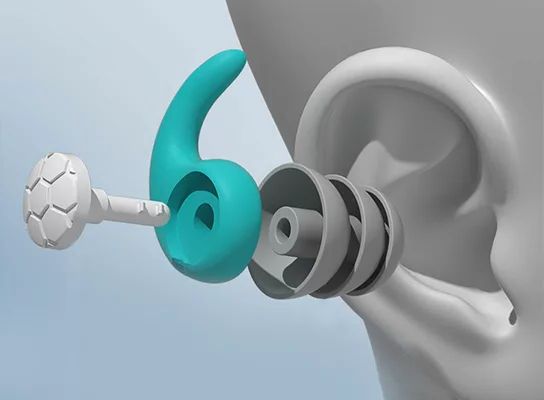 "Noise Cancelling Silicone Earplugs, reusable, colorful set, soft silicone material, tech gadgets, comfort fit, serene use."