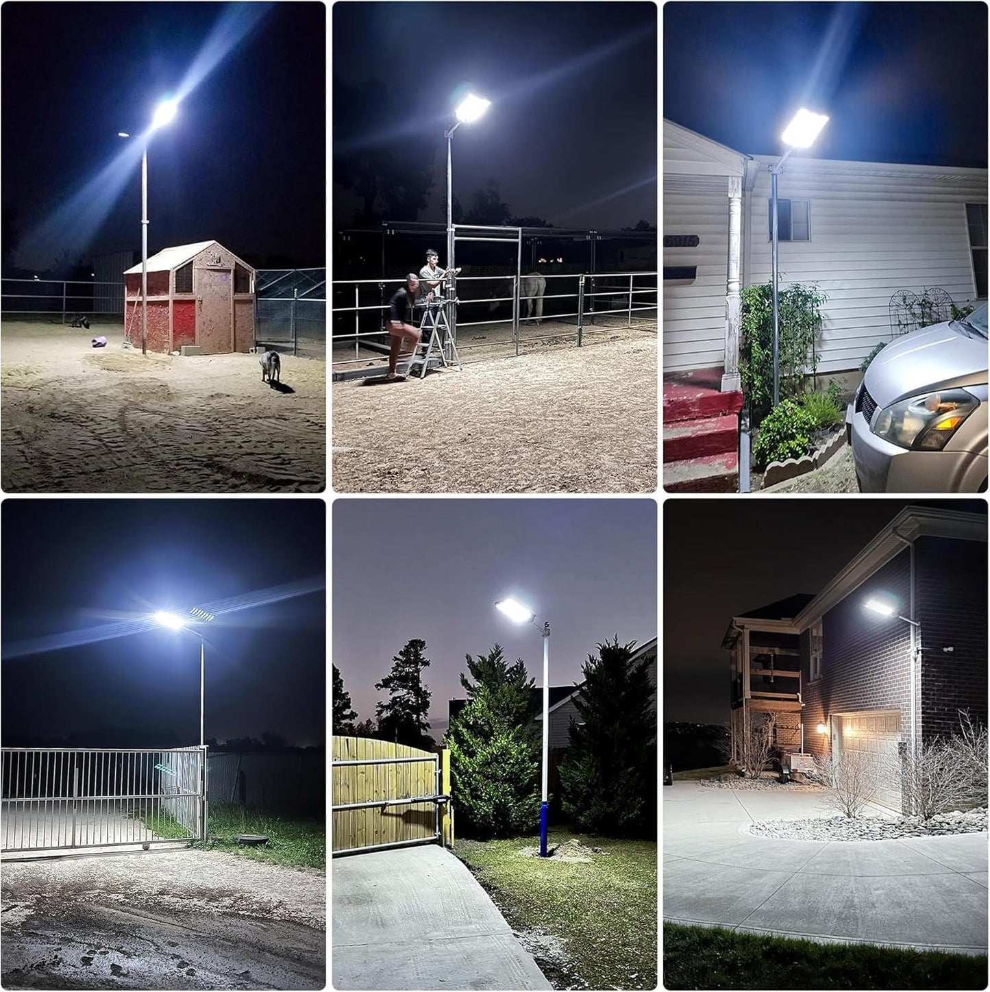 "Outdoor solar street light with 504 bright LEDs providing wide illumination, mounted on a pole, against a clear blue sky."