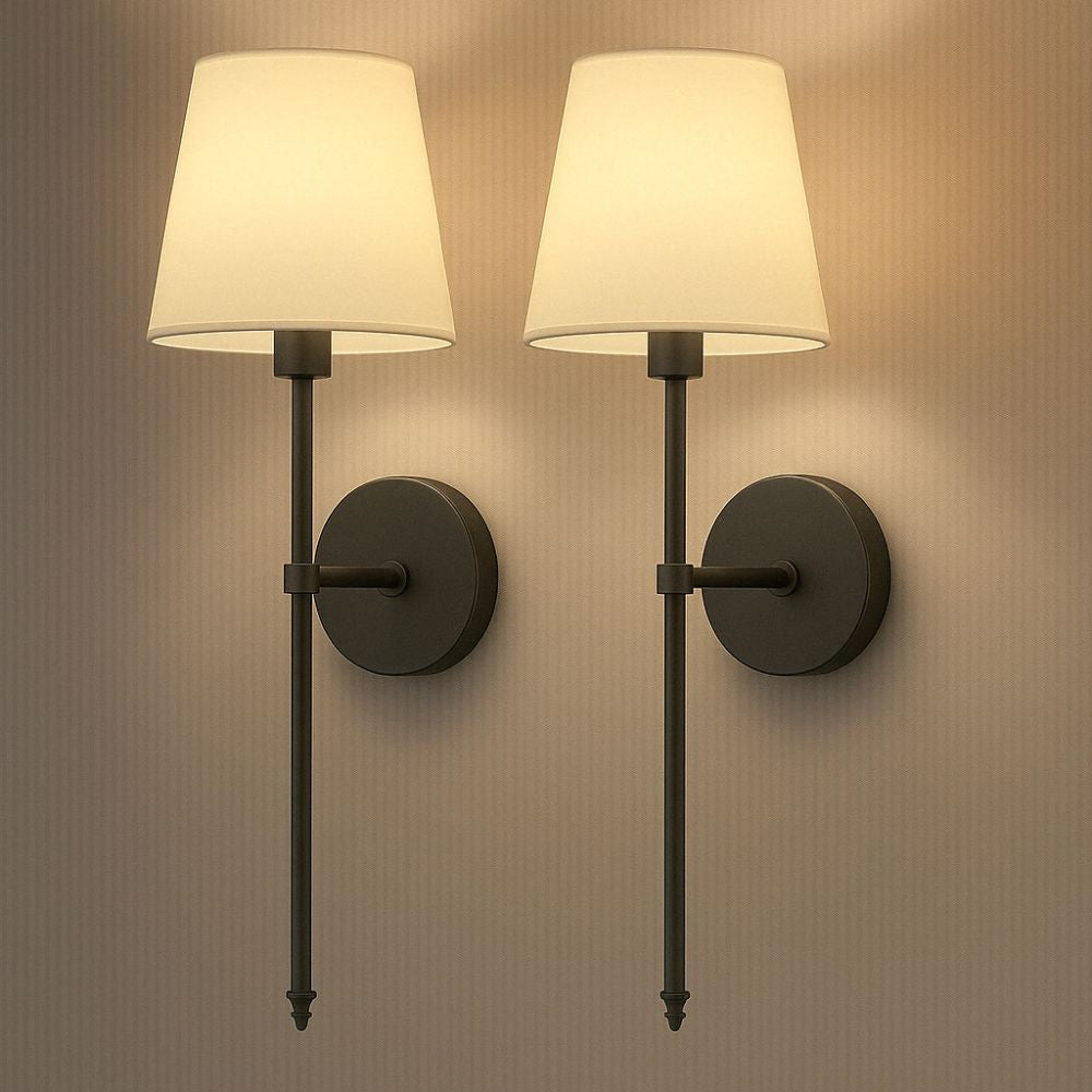 Set of 2 Wireless Fabric Wall Lights - Adjustable & Portable - Lexians