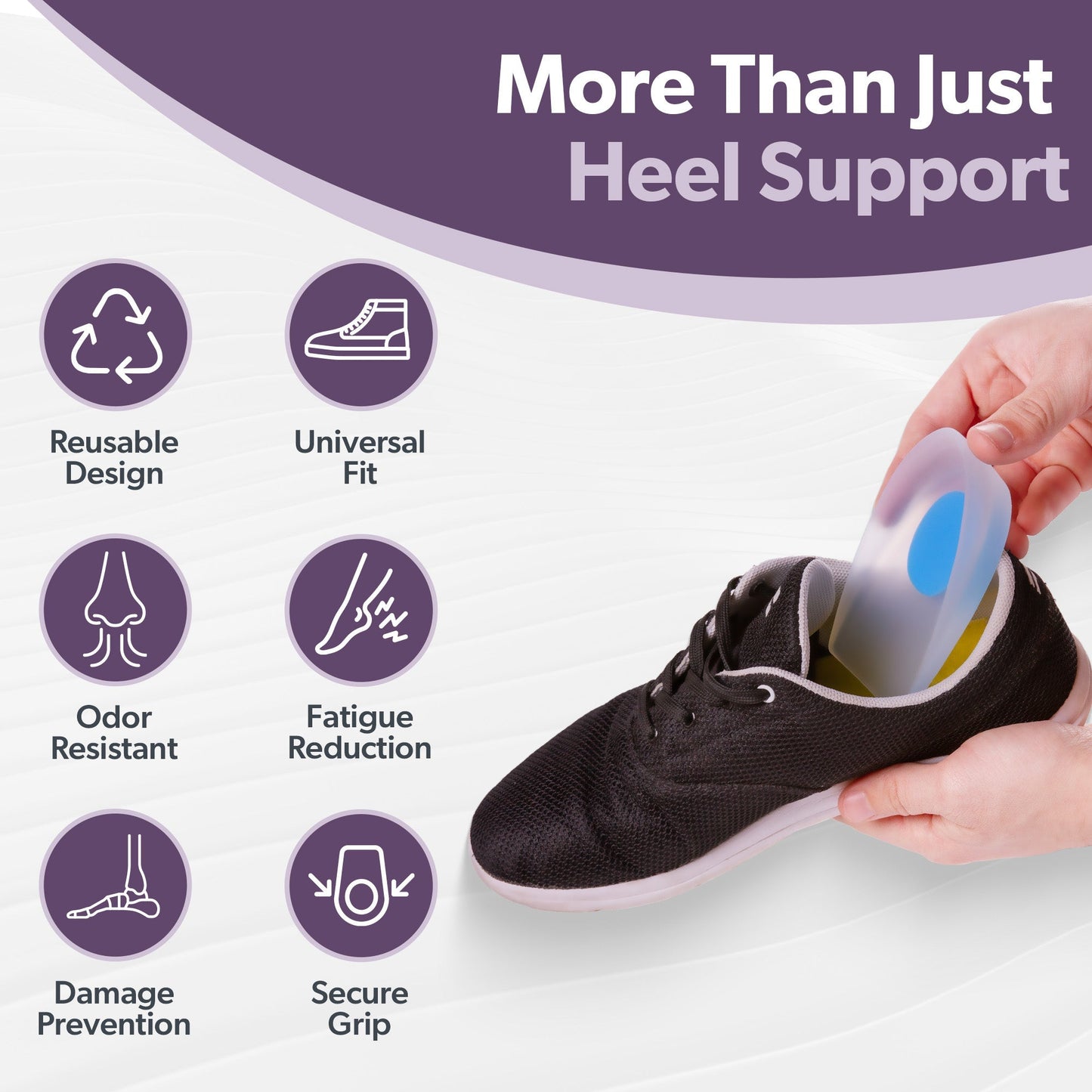 Silicone Heel Spur Shoe Inserts with Gel Cushions - Unisex Pain Relief - Lexians