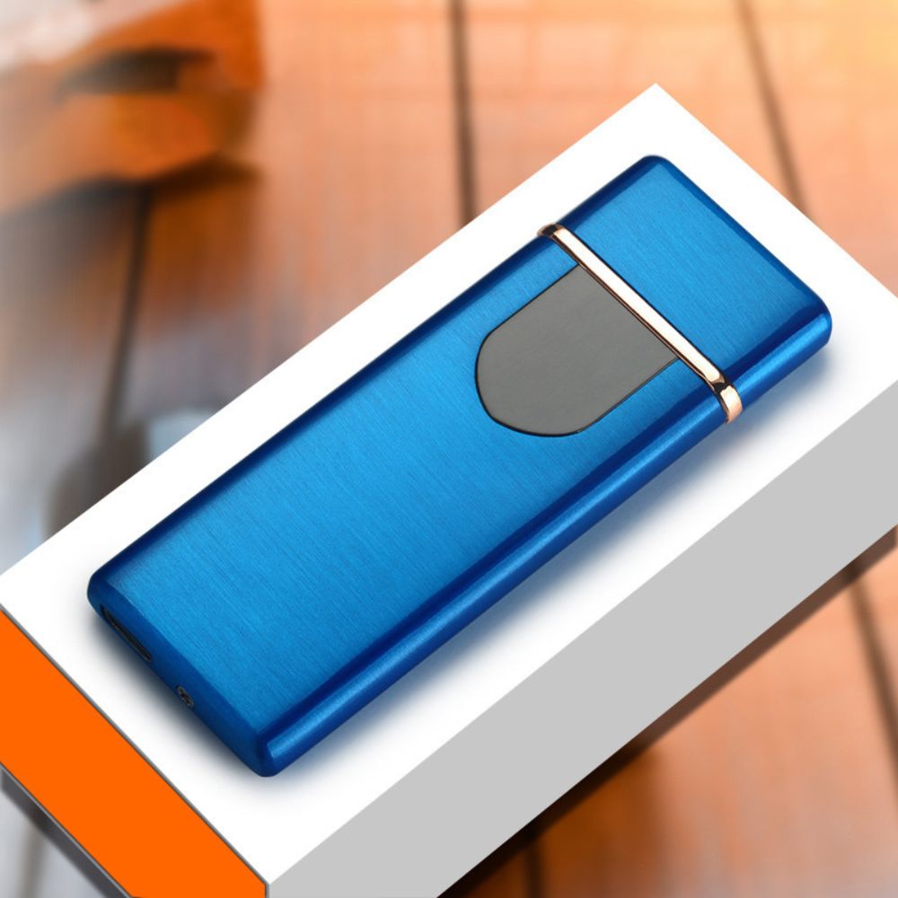 "Sleek USB rechargeable windproof electric pocket lighter, compact design for outdoor use, reliable electric ignition."