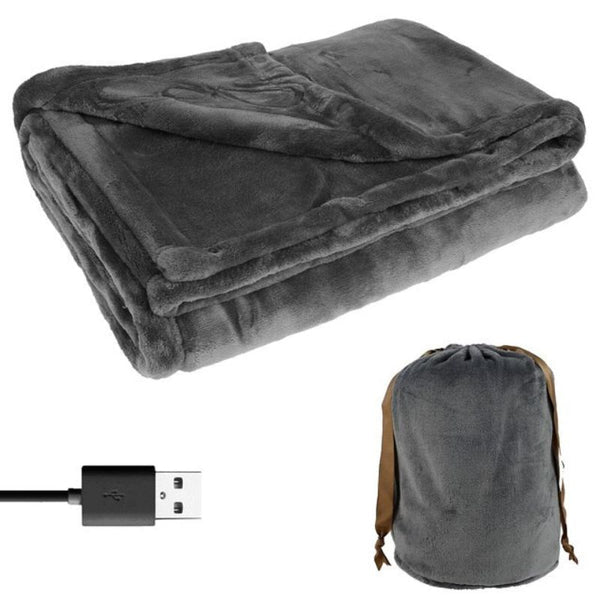 "Soft flannel cordless electric heated blanket in pink, USB powered for warmth on demand, perfect for chilly nights."