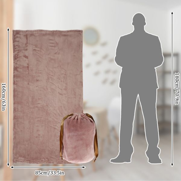 "Soft flannel cordless electric heated blanket in pink, USB powered for warmth on demand, perfect for chilly nights."