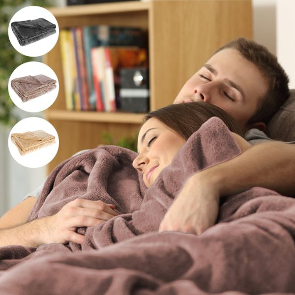 "Soft flannel cordless electric heated blanket in pink, USB powered for warmth on demand, perfect for chilly nights."
