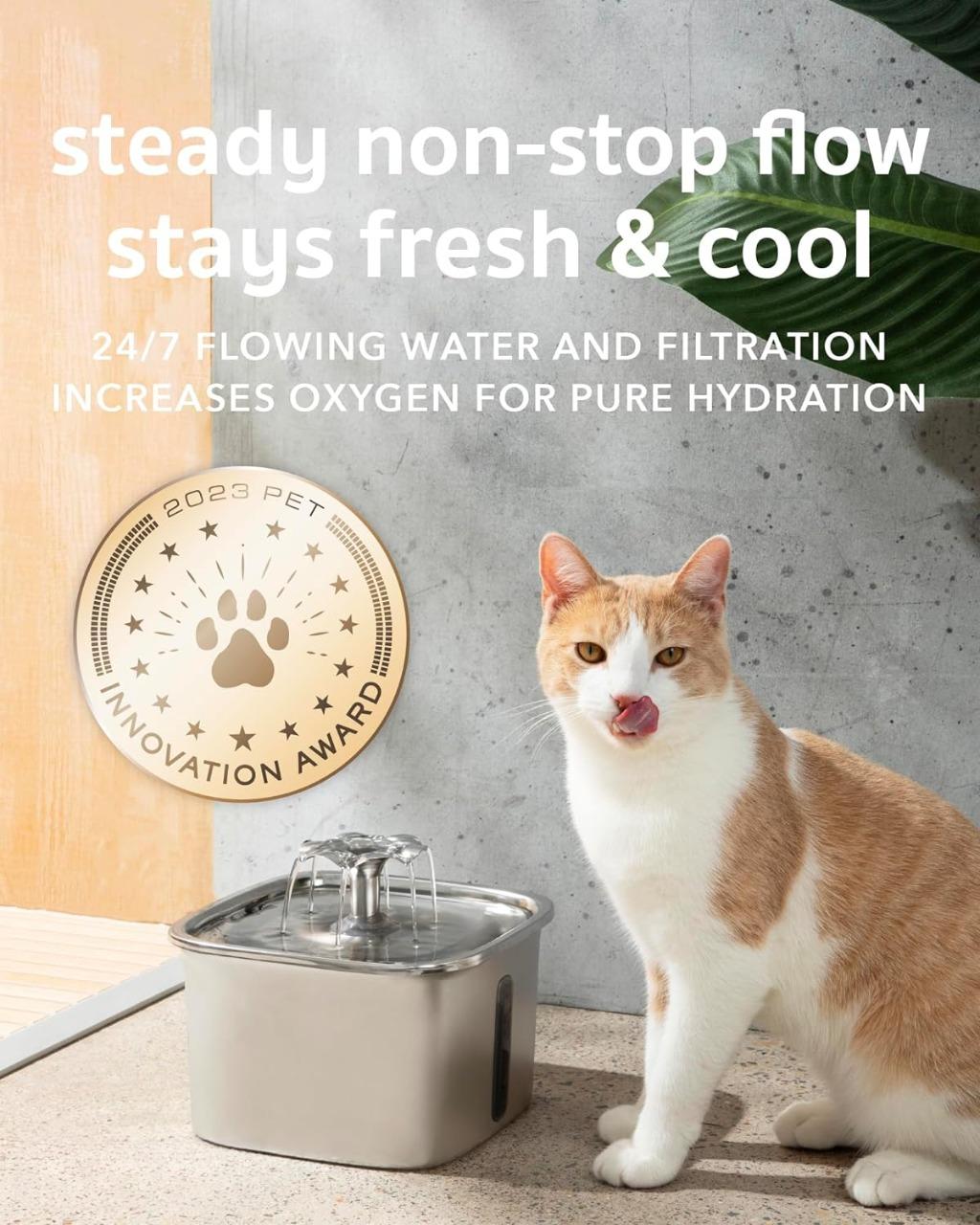 Stainless Steel Cat Water Fountain with Filtration - Lexians